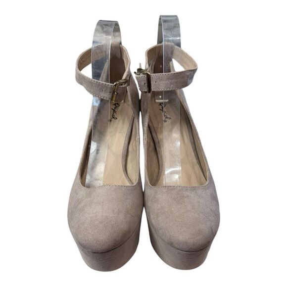 Qupid Nala Women's Closed Toe Platform Chunky Heel Suede Sandals 9 - Picture 5 of 7